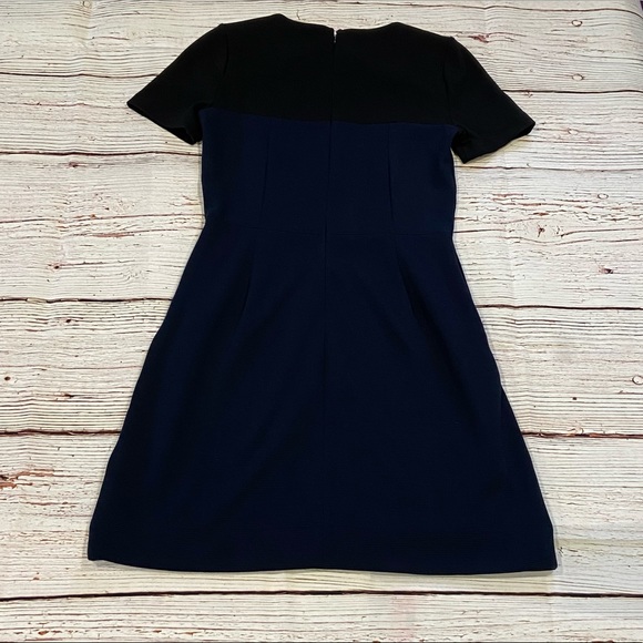 Madewell Gallerist Ponte Dress Colorblock Black Navy Sz 2 - Picture 5 of 13